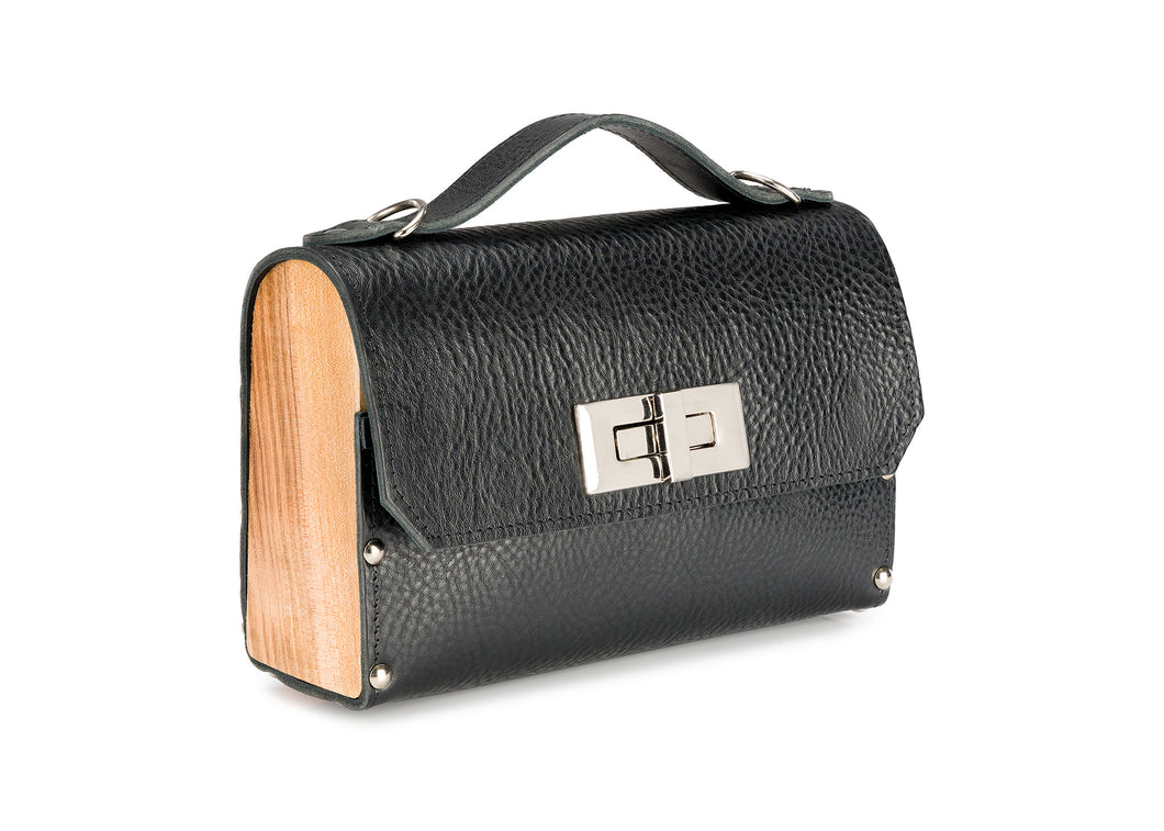 Black bag with wooden edge